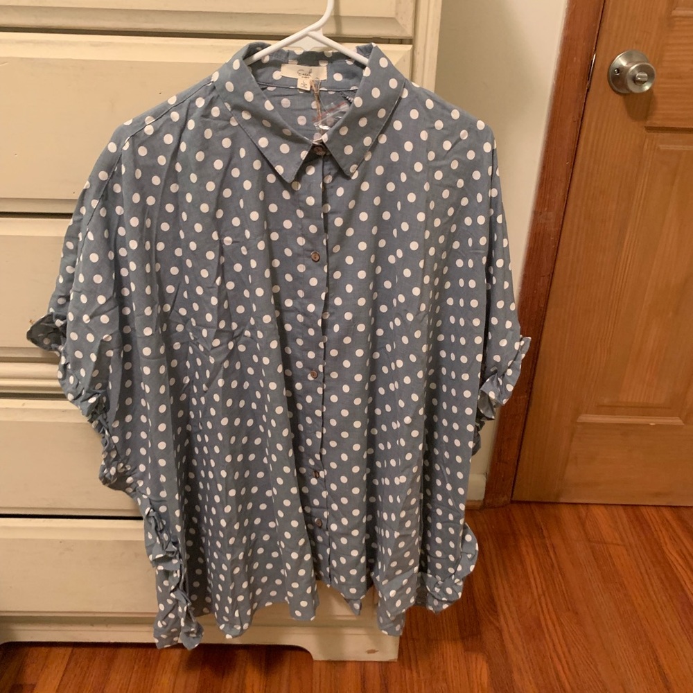 Polka-Dot Poncho Blouse
